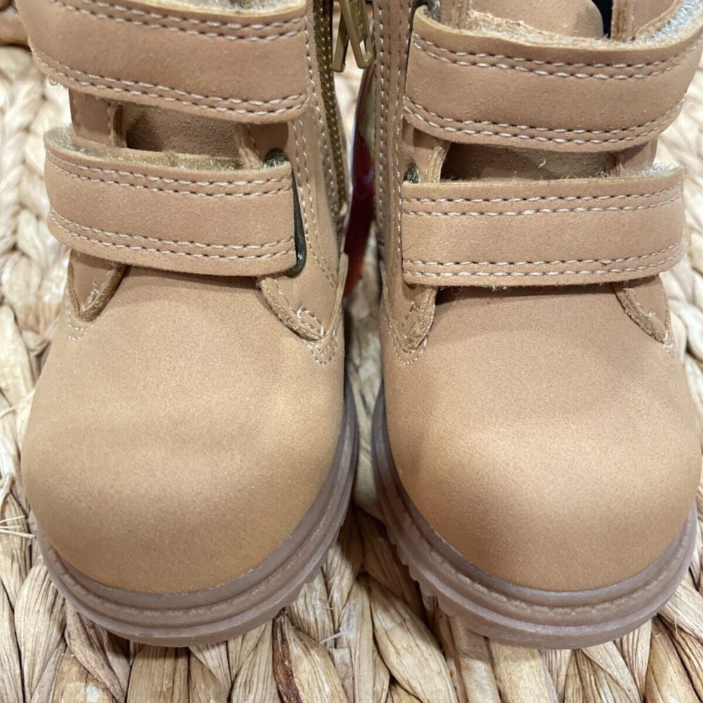 Infant Wonder Nation Work Boots Lt. Brown Strap Over
